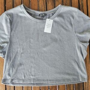 Lily Rose Gray Ribbed Crop Top